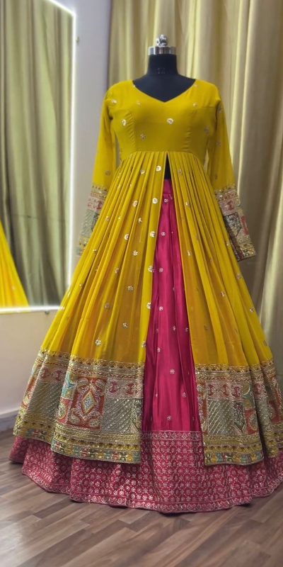 Peaceful Yellow Color Georgette Thread Sequence Lehenga Choli
