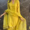 Yellow Maslin Thread Border Salwar Suit