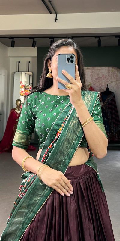 LNB 1623 Broun Color Fabulous Dola Silk Patola Print And Foil Work Lehenga Choli Wedding, Festive, Events Expected Delivery 4-6 Working Days@2199/- Only | Lehenga, Bollywood Lehenga, Creative Lehenga, Designer Lehenga, Embroidered Lehenga, Party Wear Lehenga