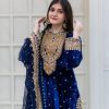 Blue Velvet Georgette Embroidery Sequence Salwar Suit