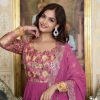 Stunning Pink Color Fox Georgette Embroider Pure Zecard Work Gown
