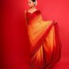 Red Satin Creap Silk Heavy Satin Zari Saree