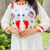 Beautiful White Color Cotton Flex and Rayo Embroidery Work Kurti