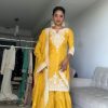 Yellow Chinnon Silk thread With Sequence Sharara Suit