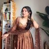 Brown Silk With Embroidery Sequence Work Anarkali Gown