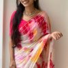 Classic Pink Color Viscose Georgette Shibori Hand Dyeing Jari Work Saree
