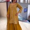 Yellow Faux Georgette With Embroidery Sequence Work Salwar Suit