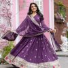 Purple Faux Georgette With Embroidery Sequence Work Anarkali Gown
