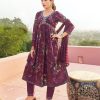 Fantastic Wine Color Rayon Alia Cut With Embroidery Work Kurti