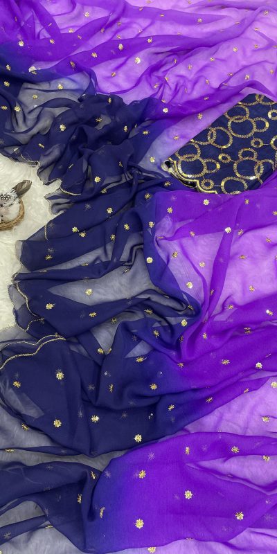 Gorgeous Navy Blue Color Georgette With Sequence Worked Butti Saree