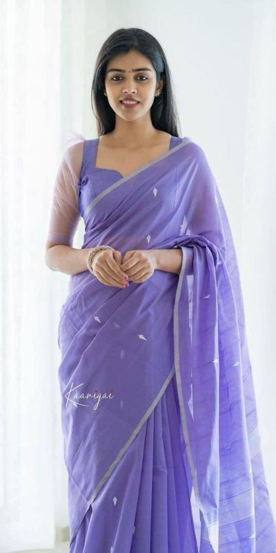 Gorgeous Purple Color Soft Lilan Cotton Rich Pallu & Jacquard Work Saree