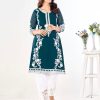 Superb Dark Green Color Georgette and Heavy Embroidery work Kurti With Pant