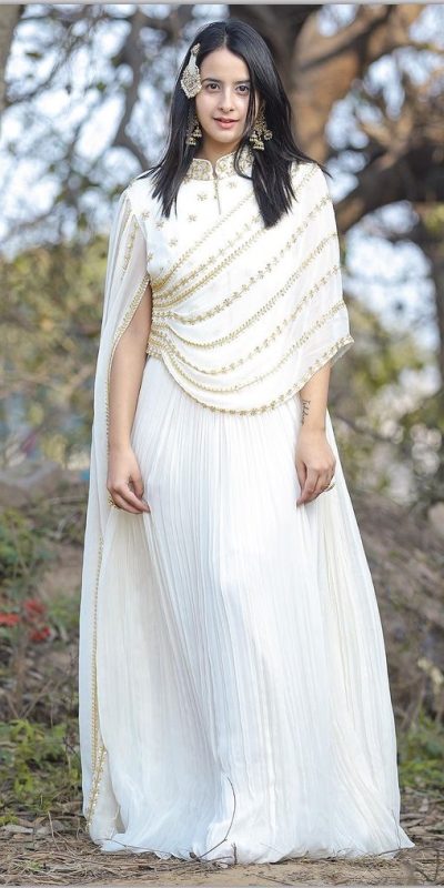 Exotic White Color Georgette Threadbare With Sequin Work Anarkali Gown