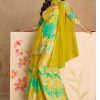 glowing Mustad Yellow Color Chinon Printed Embroidery Work Sharara Suit