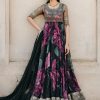 Black Foix Georgette with digital print Anarkali Gown
