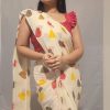 Half White Soft Georgette Silk Digital Print Heart Design Saree
