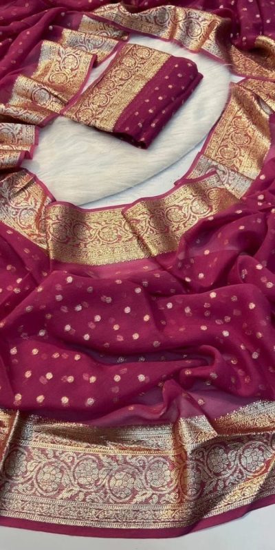 Maroon Viscose Georgette With Running Blouse Saree