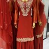 Amazing Orange Color Faux Georgette With 5mm Embroidery Sequence Work Salwar Suit