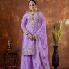 Amazing Purple Color Chinon Silk Embroidery 3mm Sequence Coding Dori Work Salwar Suit