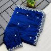 Blue Rangoli Chiffon Embroidery Cut Work Saree