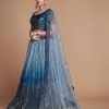 Navy Blue Chinon Embroidery and Sequins Lehenga Choli