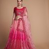 Red Chinon Embroidery and Sequins Lehenga Choli