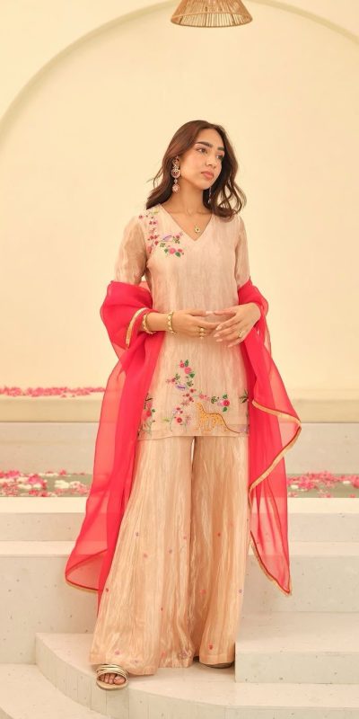 Classic Creamy Color Fendi With Embroidery Work Salwar Suit