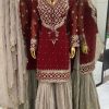 Red Faux Georgette Embroidery Sequence Thread Work Salwar Suit