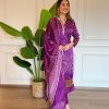 Fancy Violet Color Chinon Silk Wide Digital Print Coding Work Salwar Suit