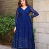 Navy Blue Foix Georgette Thread Sequence Salwar Suit