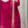 Red Chinon Embroidery Work With Kali Salwar Suit