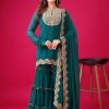 Magical Blue Color Faux Georgette With Embroidery Sequence Work Salwar Suit