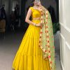 Yellow Georgette Plain Lehenga Choli