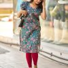 Blue Simmer Silk Office Wear Printed Kurti
