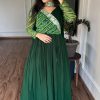 Green Bandhej Fox Georgette Sequence Embroidery Work Anarkali Gown