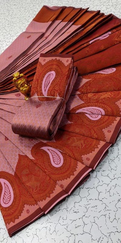 Wonderful Light pink Color Soft Litchi Silk contrast border weaving design Saree