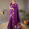 Aglow Violet Color Soft Litchi Silk Kubera Pattu Saree
