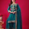 Amazing Blue Color Faux Georgette Embroidery Sequence Work Salwar Suit