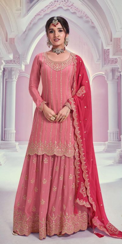 Amazing Light Pink Color Chinon Multi Coding Work Salwar Suit