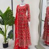 Red Georgette Thread Sequence Work Salwar Suit