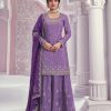 Amazing Violet Color Chinon Multi Coding Work Salwar Suit