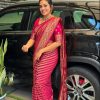 Red Soft Litchi Silk On All Over Saree