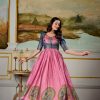 Classic Pink Color Dola Silk Kalamkari Print Zari Weaving Broder Gown