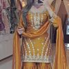Yellow Foix Georgette Beads With Sequence Salwar Suit