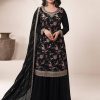 Dazzling Black Color Chinon Multi Work Salwar Suit