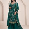 Dazzling Green Color Chinon Multi Work Salwar Suit