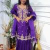 Purple Chinon Silk Embroidery Work Salwar Suit