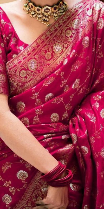 Fancy Rani Pink Color Soft Litchi Silk Kubera Pattu Saree