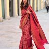 Red Soft Litchi Silk Jacquard Work Saree