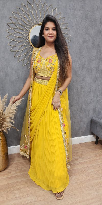 Fancy Yellow Color Georgette With Embroidery Lehenga Choli